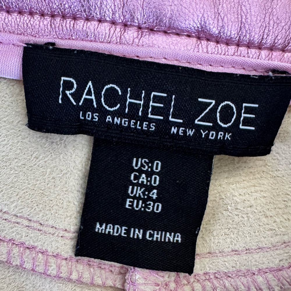 Rachel Zoe Light Pink Faux Leather Metallic Straight Leg Pants - Picture 3 of 10